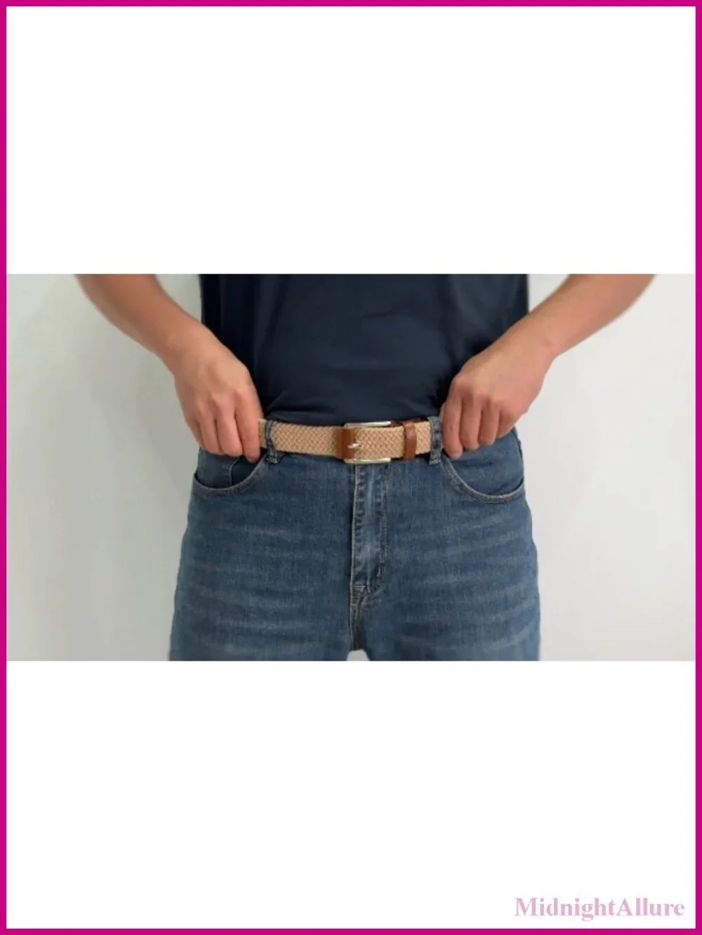Woven Braided Stretch Web Belt 2 Pack for Men 1 3/8